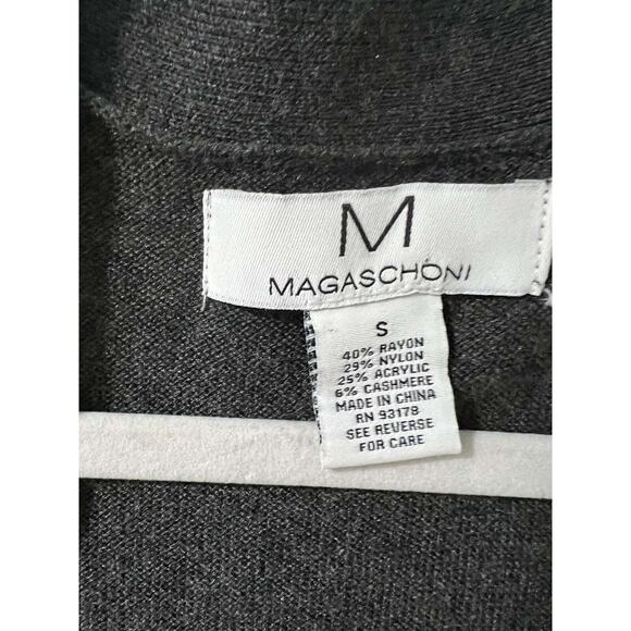 Magaschoni Cashmere Blend Long Open Front Cardigan long Gray Size S A001379 - Picture 5 of 7